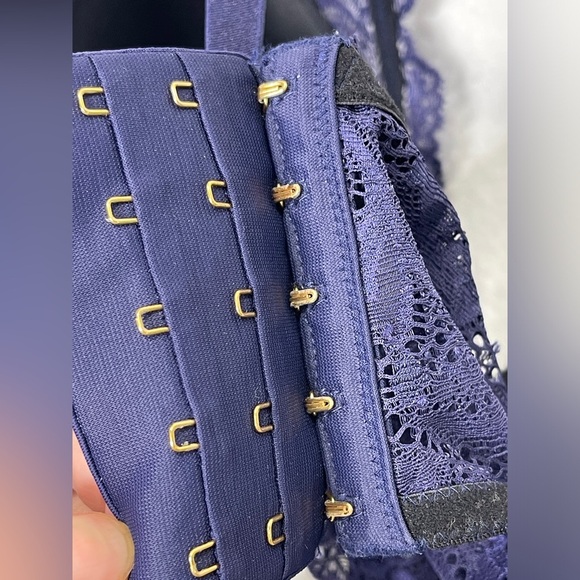 ThirdLove Longline Lace Plunge Bra Dark Blue 36E Gold Hardware - Picture 8 of 10